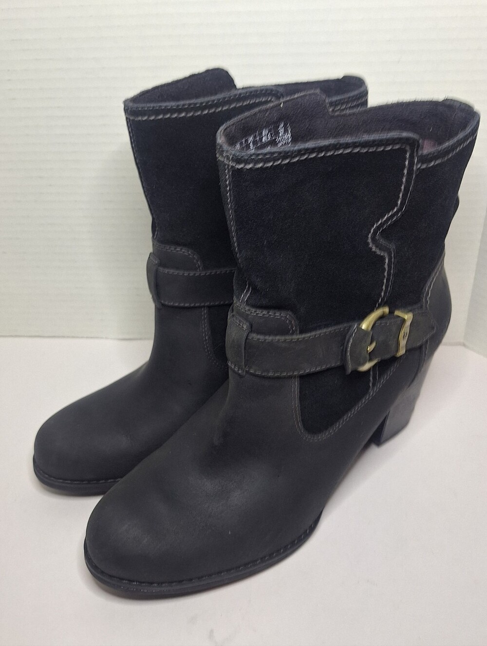 Timberland Earthkeepers Anti Fatigue 3 Inch Block Boot Black Buckle Size US 10